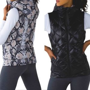 Lululemon Goose Down-Black Ziggy Snake Reversible Vest - size 6